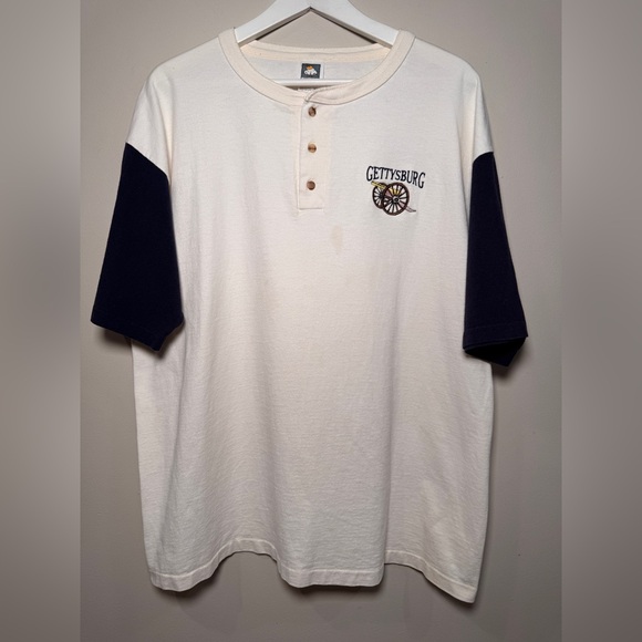 Cotton Deluxe Other - Vintage Gettysburg Henley Shirt Men’s XL | Embroidered Cannon | 90s / Y2K | Navy